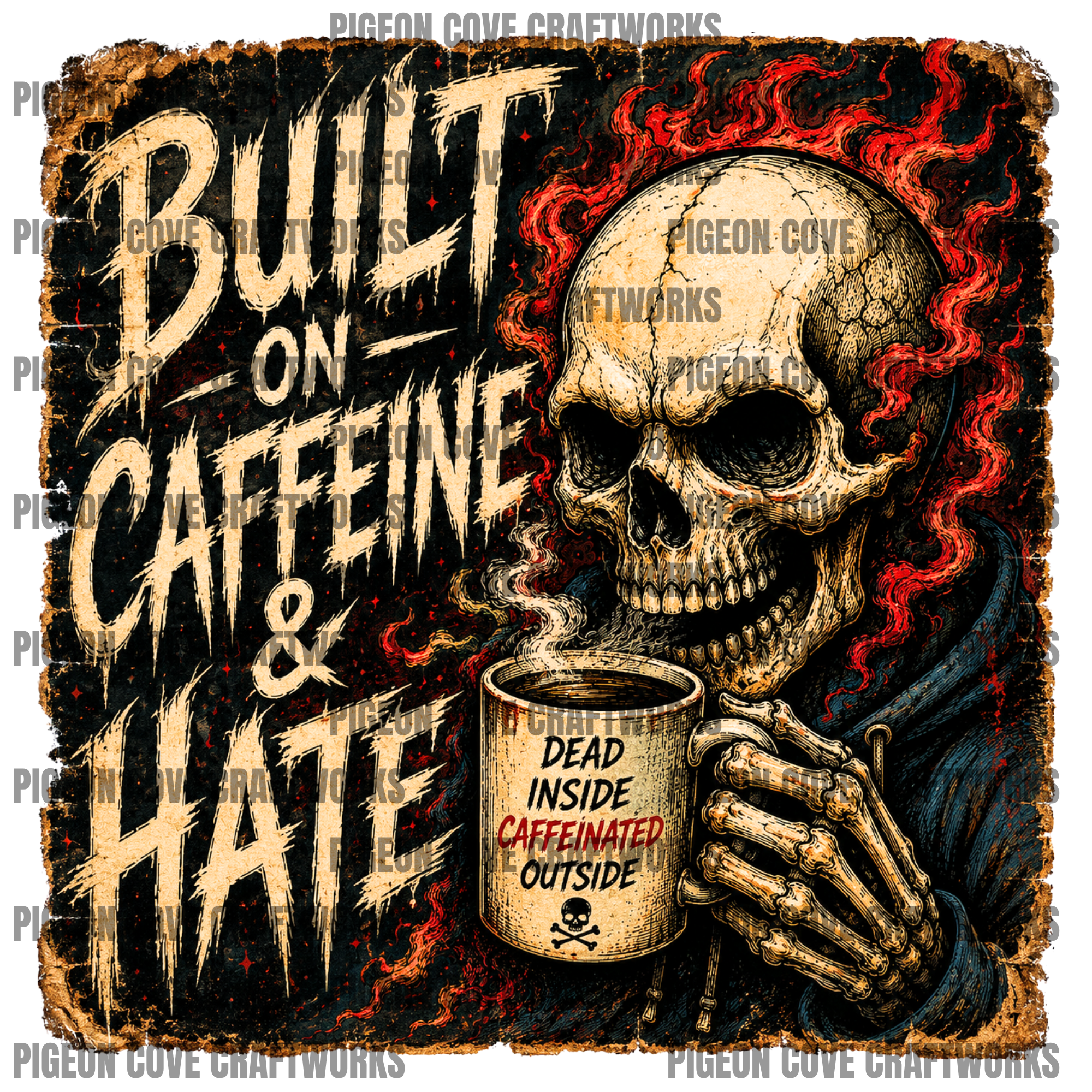 Built on Caffeine & Hate – Skull PNG Digital Download