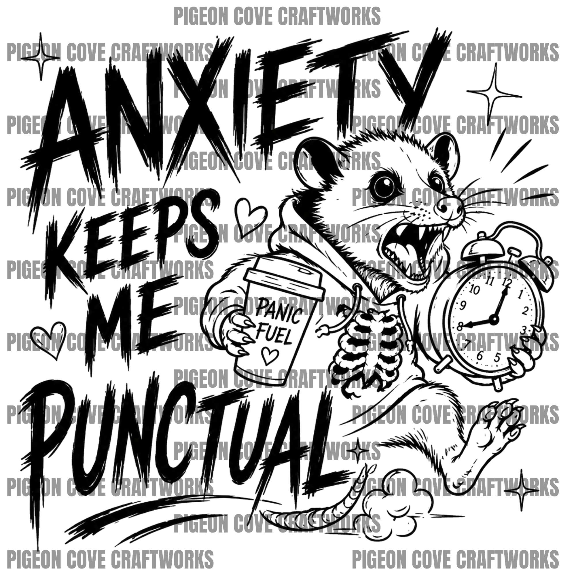 Anxiety Keeps Me Punctual – 2 PNG Variations